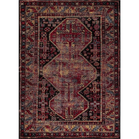 Rlm Distribution 5 ft. 3 in. x 7 ft. 3 in. Diamond Antique - Black Red HO2545963